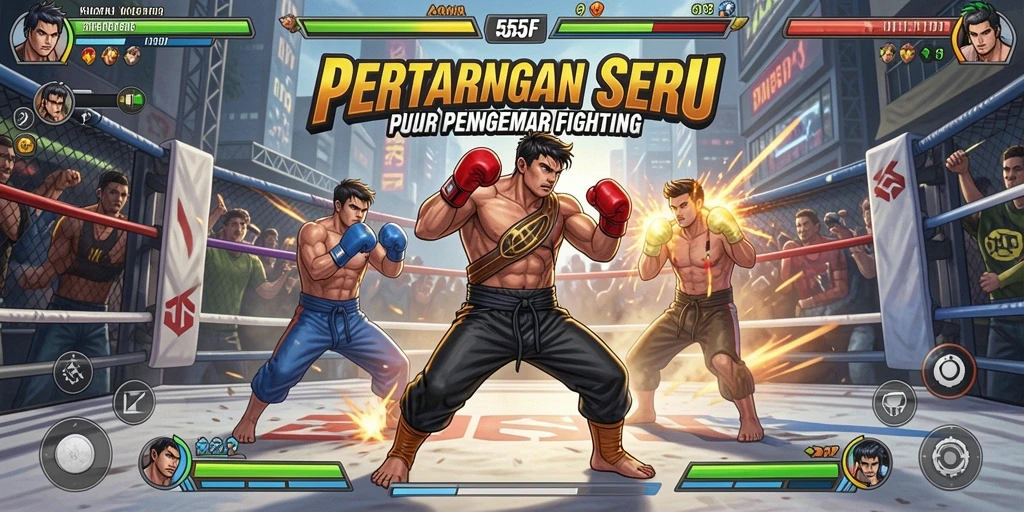 Tampilan gameplay seru di arena pertempuran 555F.