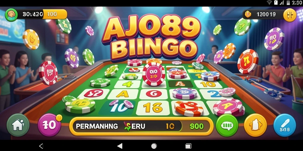 Screenshot AJO89 menampilkan serunya bermain Bingo bersama teman.