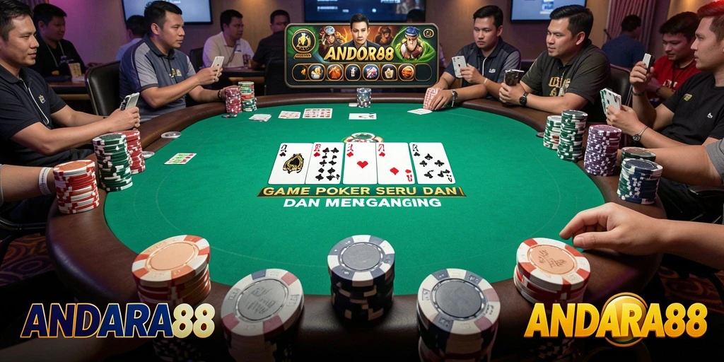 Tampilan gameplay Poker yang seru dan interaktif di ANDARA88.
