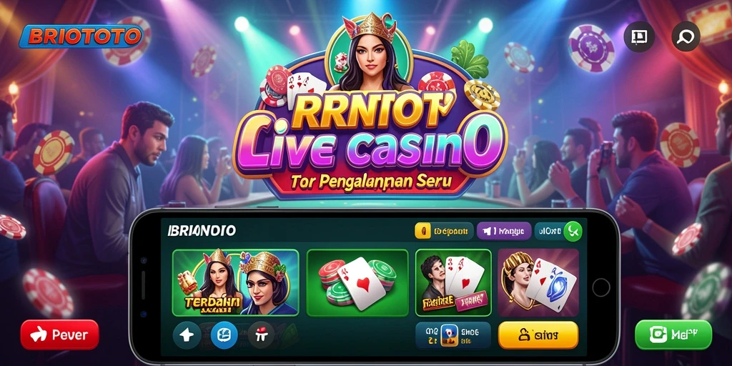 Tampilan langsung dari dealer di BRIOTOTO saat memainkan permainan kasino.