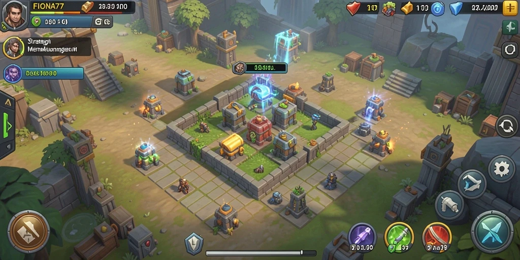 Tangkapan layar FIONA77 menampilkan aksi seru di gameplay Tower Defense.
