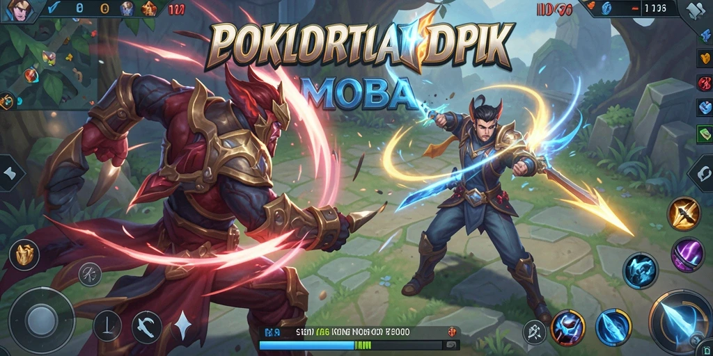 Tampilan gameplay seru di arena MOBA yang menegangkan.