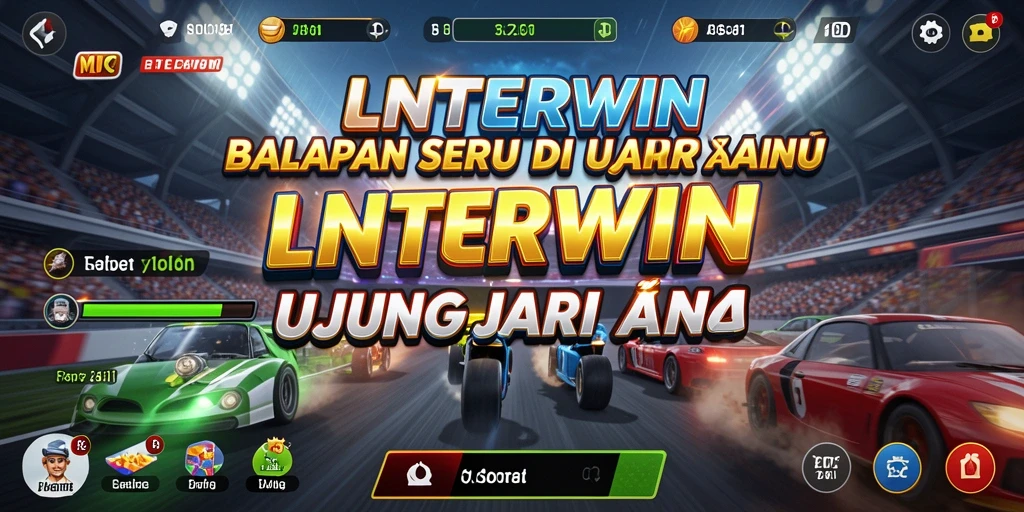 Gameplay LNTERWIN menampilkan aksi balapan mendebarkan.
