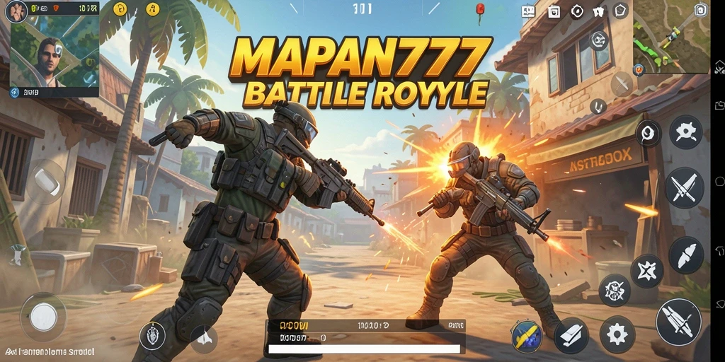 Screenshot gameplay MAPAN777 menunjukkan aksi pertarungan seru dalam mode Battle Royale.