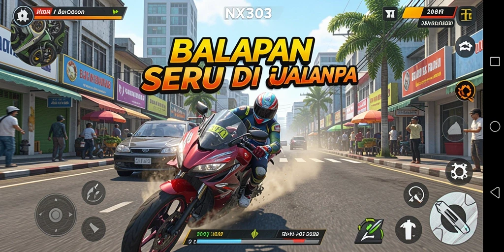 Gameplay balapan intens di jalanan dengan grafis menakjubkan.