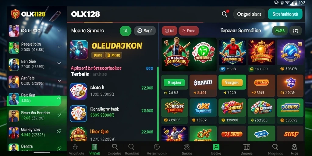 Tampilan antarmuka OLX128 saat mengikuti taruhan olahraga.