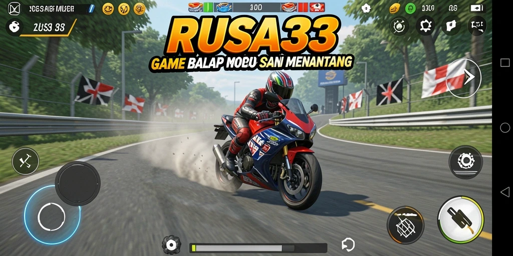 Screenshot RUSA33 menampilkan aksi balapan motor yang mendebarkan.