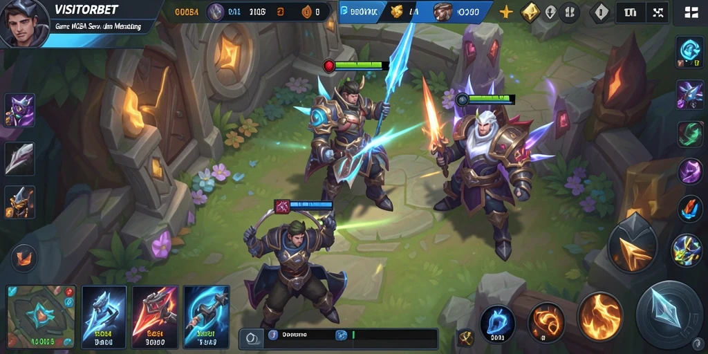 Screenshot gameplay <strong>VISITORBET</strong> yang menunjukkan pertempuran seru dalam mode MOBA.