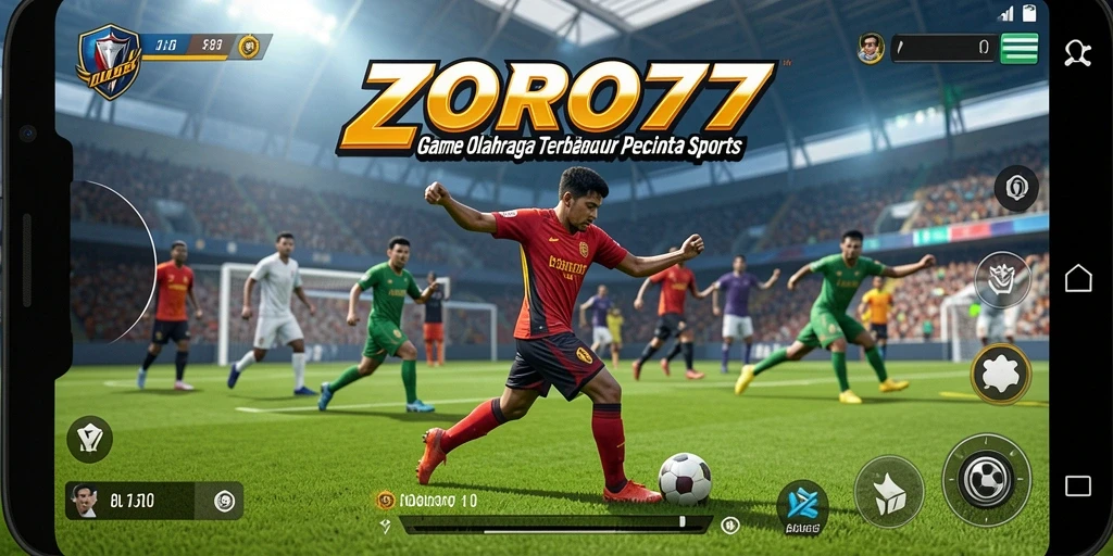 Tangkapan layar gameplay ZORO77 yang penuh aksi olahraga.